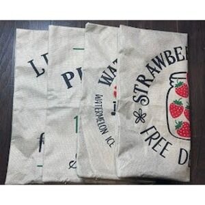 Set of 4 Fruit Theme Throw Pillow Covers Lemonade/Pineapple/Strawberry/Watermeln